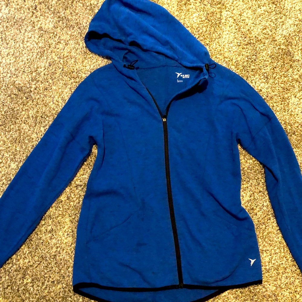 Old Navy Active zip-up hoodie. Long lightweight. Royal Blue. Size Medium.